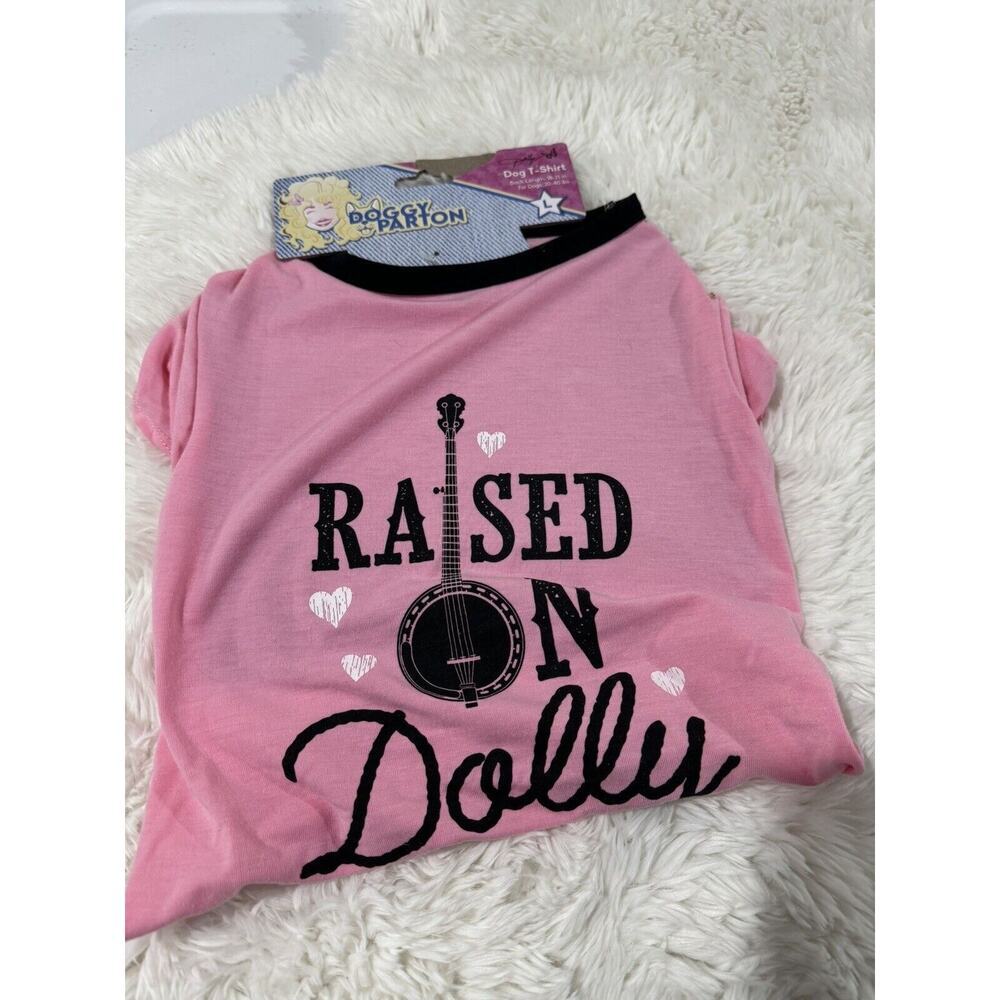 Dolly Parton Doggy Parton "Raised On Dolly” T-shirt for Dogs Rare Size Large